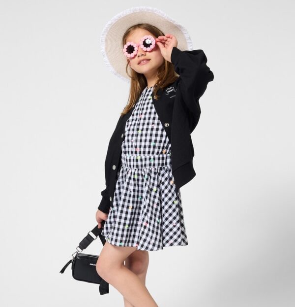 Vestito vichy con cuoricini ricamati