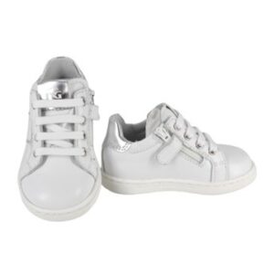 Sneaker primo passo in pelle con lacci e zip