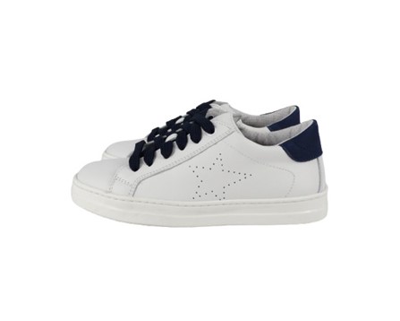 Sneaker in pelle con lacci e zip laterale