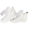 Sneaker alta in micro glitter con lacci in tulle e zip