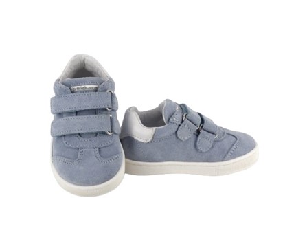 Sneaker primo passo in camoscio con doppio velcro