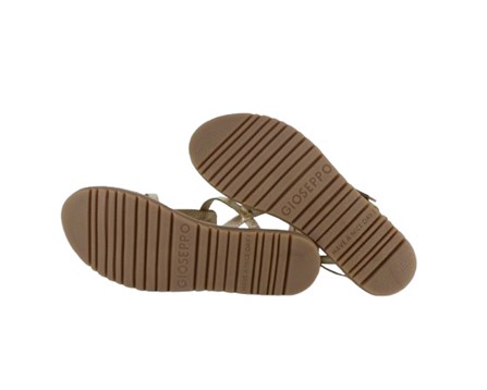 Sandalo in pelle metallizzata con intreccio e fibbia