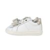Sneaker primo passo in pelle con lacci e zip laterale