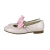 Ballerina in pelle con fiocco in raso rimovibile