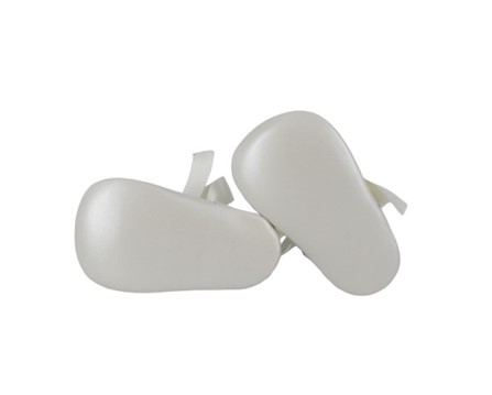 Ballerina culla in pelle con fiocco in raso e rouches