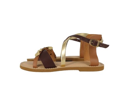 Sandalo in pelle con dischetti e fibbia