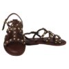 Sandalo in pelle con borchie e fibbia