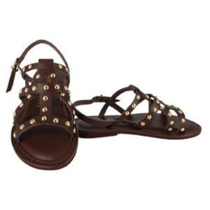 Sandalo in pelle con borchie e fibbia