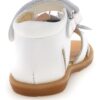 Sandalo in pelle con fiori e velcro