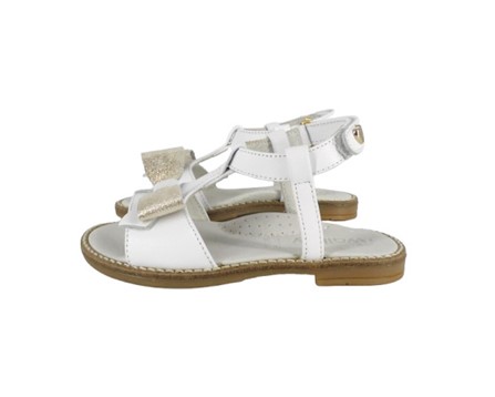 Sandalo in pelle con fiocco e cinturino alla caviglia