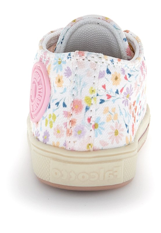 Sneaker primo passo in tela fantasia fiorellini con laccii