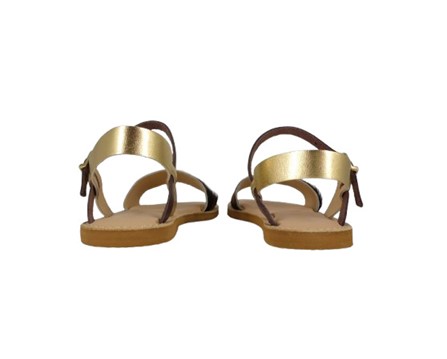 Sandalo in eco pelle laminata e cavallino maculato