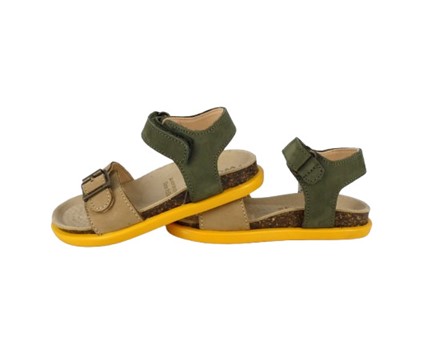 Sandalo in camoscio con fibbia e velcro