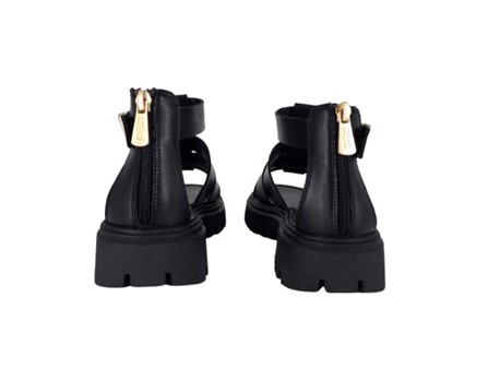 Sandalo in eco pelle con fibbia e zip posteriore