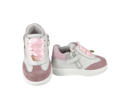 Sneaker primo passo in pelle con laacci e zip