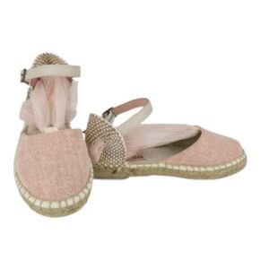 Espadrilles in tessuto con brillantini e nastro in tulle