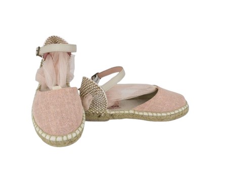 Espadrilles in tessuto con brillantini e nastro in tulle