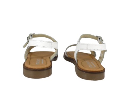 Sandalo in pelle con fiorellini traforati e fibbia