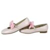 Ballerina in pelle con fiocco in raso rimovibile