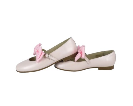 Ballerina in pelle con fiocco in raso rimovibile