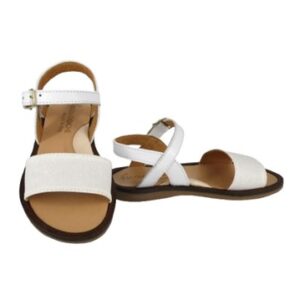 Sandalo fascia micro glitter e pelle con fibbia