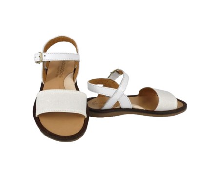 Sandalo fascia micro glitter e pelle con fibbia