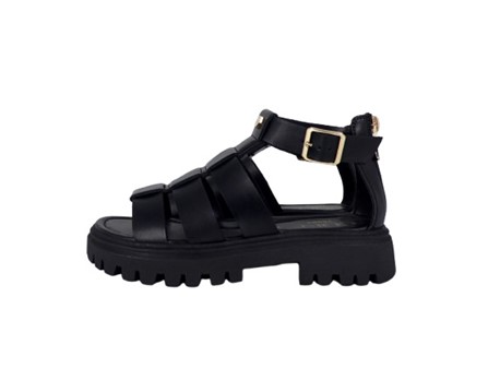 Sandalo in eco pelle con fibbia e zip posteriore