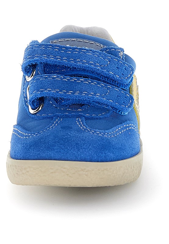 Sneaker primo passo in tessuto tecnico e camoscio con velcro