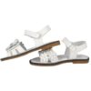 Sandalo in pelle con fiorellini e doppio velcro