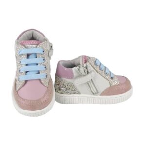 Sneaker primo passo in pelle con laacci e zip