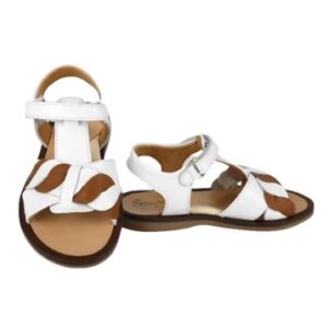 Sandalo in pelle fascia intrecciata con velcro