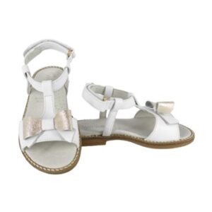 Sandalo in pelle con fiocco e cinturino alla caviglia