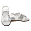 Sandalo in pelle con fiorellini e doppio velcro