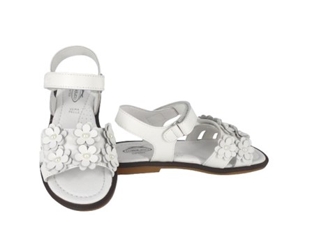 Sandalo in pelle con fiorellini e doppio velcro