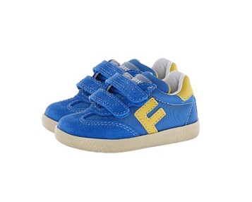 Sneaker primo passo in tessuto tecnico e camoscio con velcro