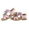 Sandalo in pelle con fiori e fibbia