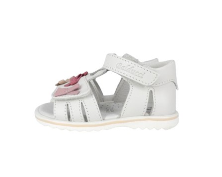 Sandalo primo passo in pelle con fiocchetti e velcro