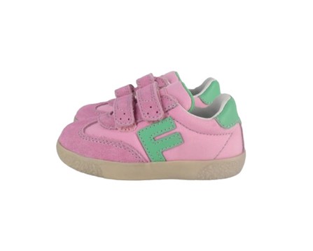 Sneaker primo passo in tessuto tecnico e camoscio con velcro