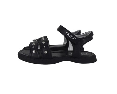 Sandalo in eco pelle con borchie e velcro