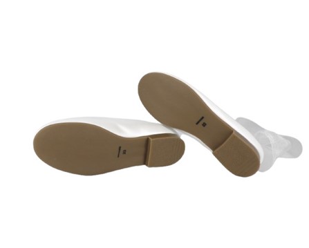 Ballerina in pelle con cinturino alla caviglia in organza