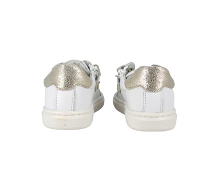 Sneaker primo passo in pelle con lacci e zip laterale