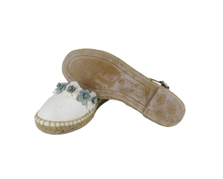 Espadrilles in tessuto con fiori e nastro in tulle