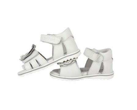 Sandalo primo passo in pelle con margherita e doppio velcro