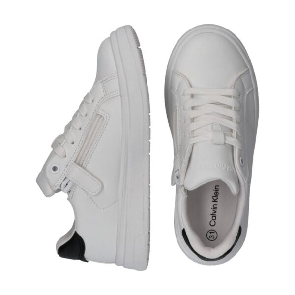 Sneaker in ecopelle con lacci e zip laterale