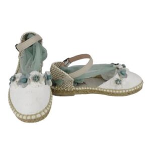 Espadrilles in tessuto con fiori e nastro in tulle