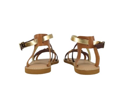 Sandalo in pelle con dischetti e fibbia