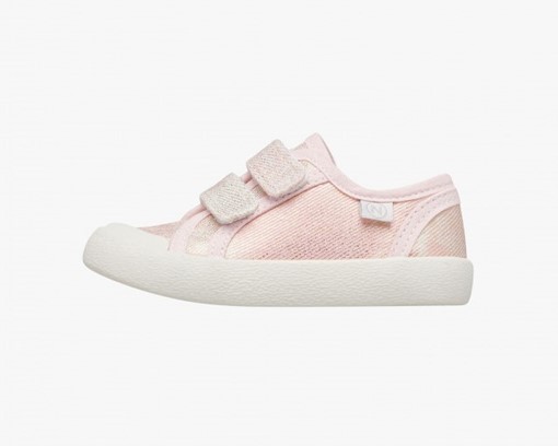 Sneaker in tela con finitura metallizzata e doppio velcro