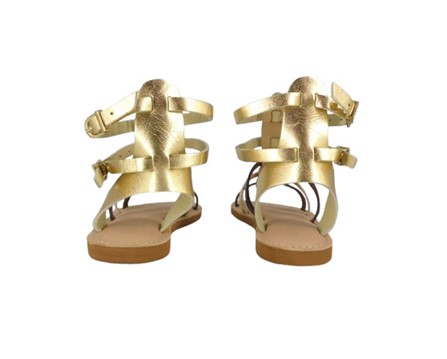 Sandalo alla schiava in eco pelle laminata e maculato