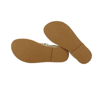 Sandalo con fasce in eco pelle laminata e tubolari in strass