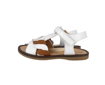 Sandalo in pelle fascia intrecciata con velcro